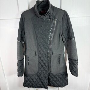 YOKI New York Outerwear Collection Quilted Asymmetrical Zipper Wool Blend Coat M